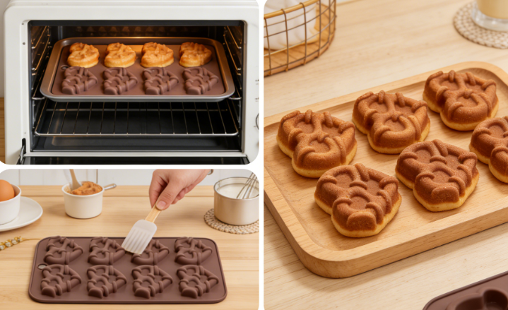 8-Cavity Dusty Rose Silicone Bear Baking Mold