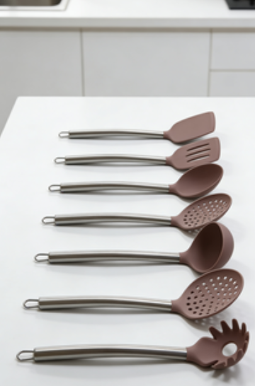 5-Piece Food Grade Silicone Kitchen Utensils - Heat Resistant Non-Scald Cooking Tool Set
