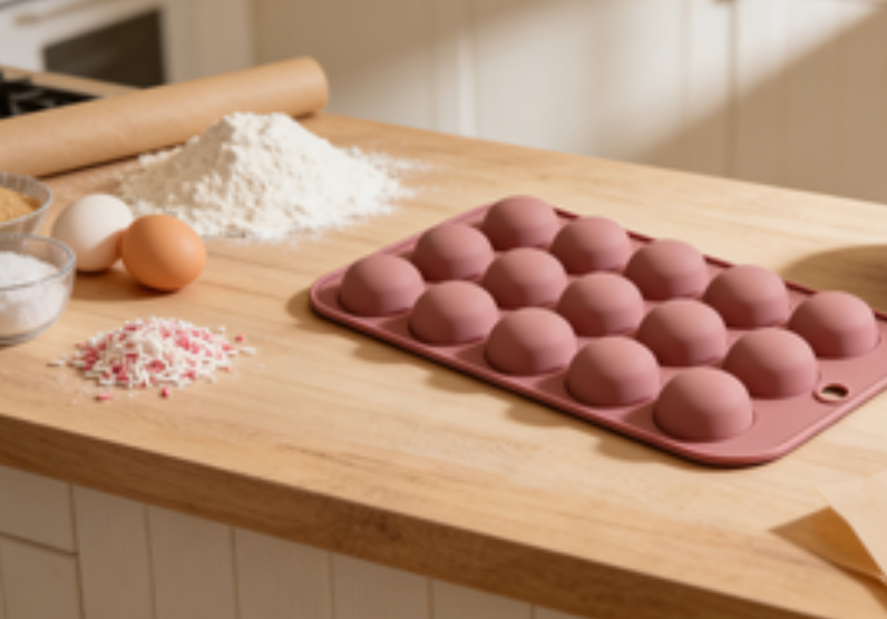 15-Cavity Dusty Rose Silicone Round Baking Mold