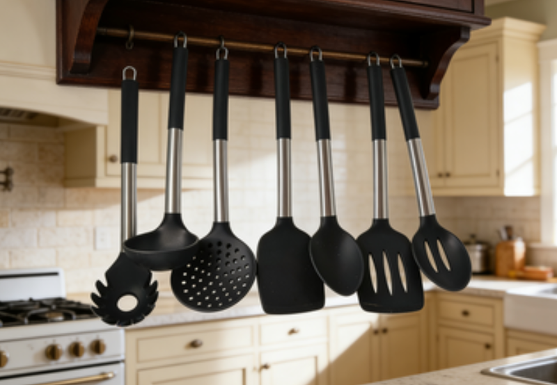 Heat-Resistant Silicone Kitchen Utensil Set - 8-Piece Food Grade Non-Scald Cookware