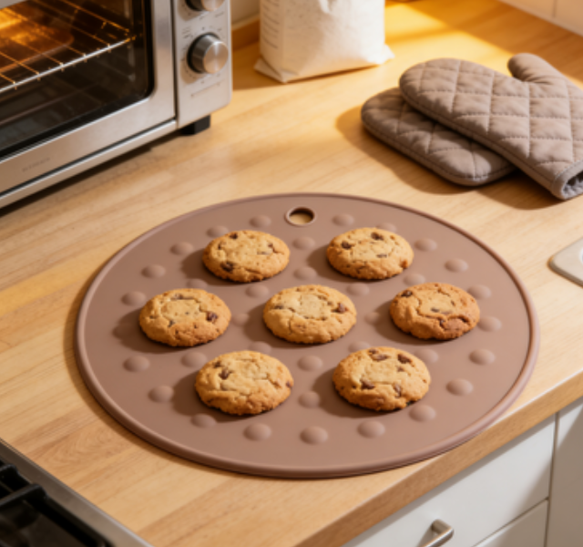 Dusty Rose Round Silicone Baking Mat - Non-Stick Pastry Mat