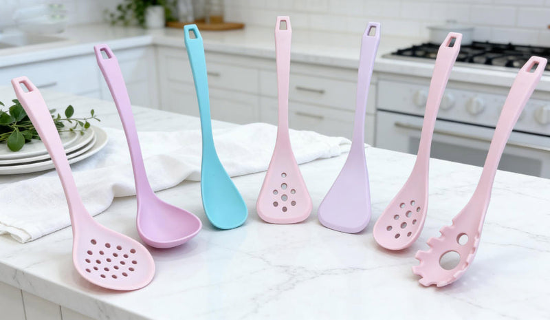 PastelDream 7-Piece Silicone Kitchen Utensil Set - Heat Resistant with Premium Silicone Heads