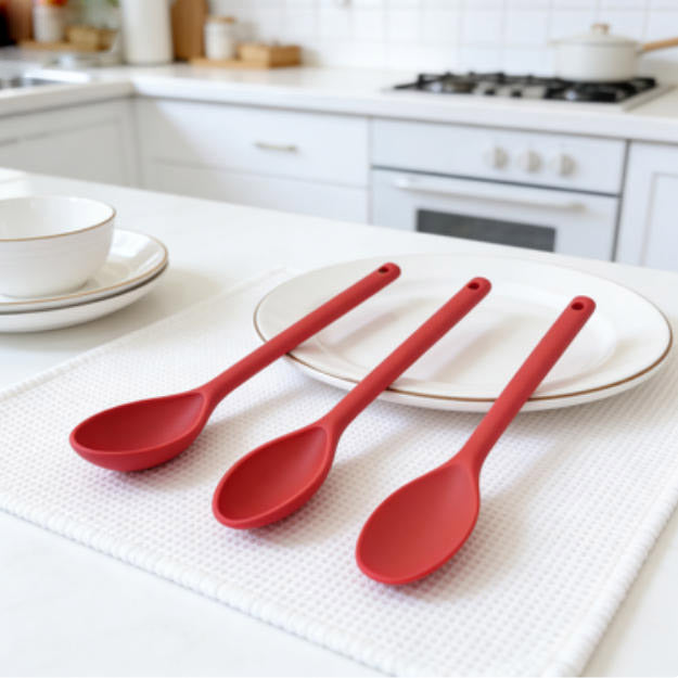 RubyRed Premium Silicone Kitchen Spoon Set - Heat Resistant & Flexible Silicone Utensils