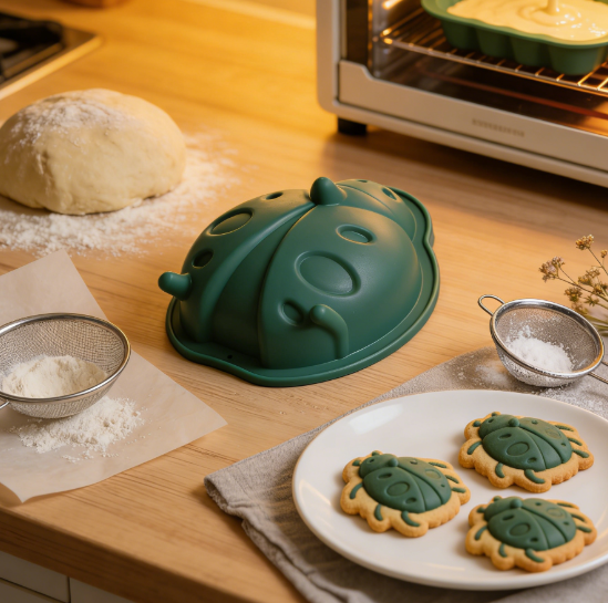 Sage Green Ladybug Silicone Baking Mold