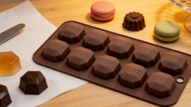 10-Cavity Dusty Rose Silicone Cube Baking Mold